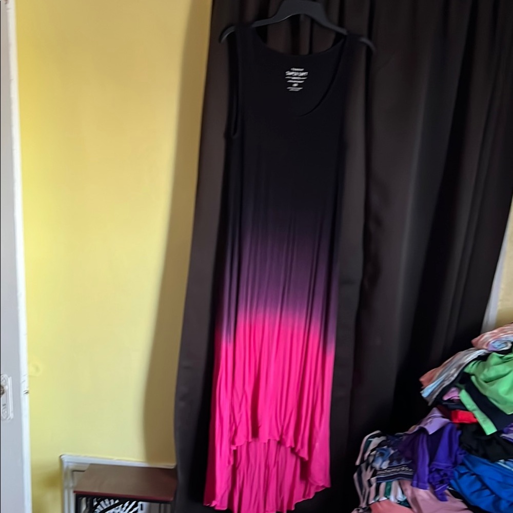 Black, Purple and Pink Ombre Sleeveless HiLo Dress